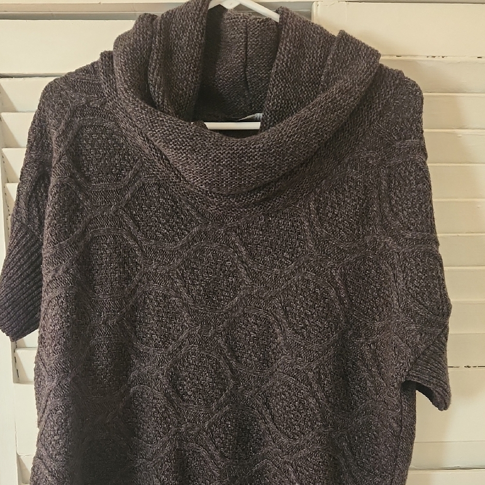 Brown Cowl Neck Sweater with Textured Pattern